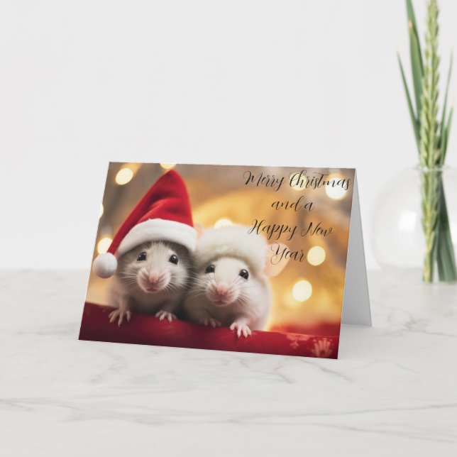 Tarjeta de Navidad personalizable - Ratones (Anverso)