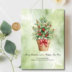 Tarjeta de Navidad personalizada árbol de bayas ro