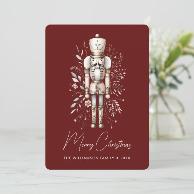 Tarjeta de Navidad personalizada Cascanueces Roja (Anverso de pie)