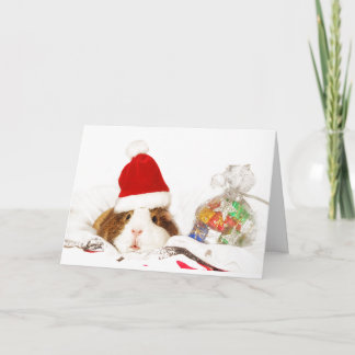 TARJETA DE NAVIDAD PERSONALIZADA COBAYA CON GORRO
