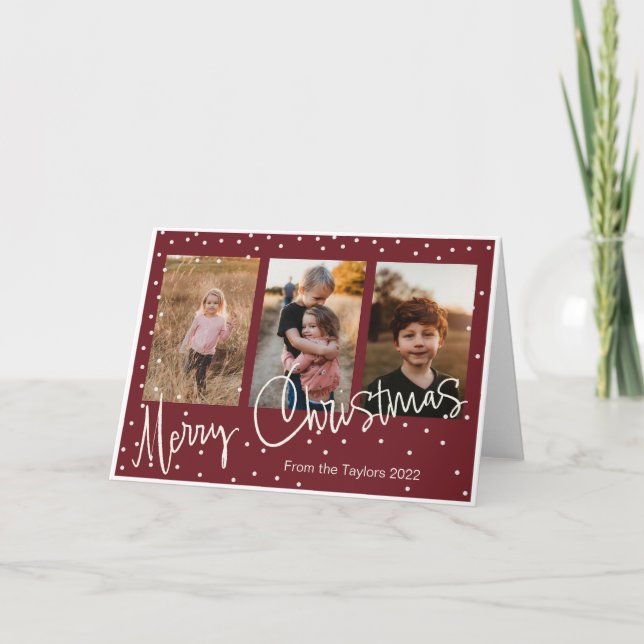 Tarjeta de Navidad personalizada con 3 fotos en co (Anverso)