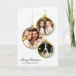 Tarjeta de Navidad personalizada con adornos colga