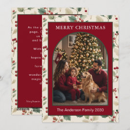 Tarjeta de Navidad personalizada con arco rojo de