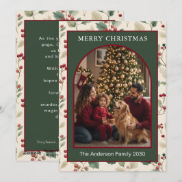 Tarjeta de Navidad personalizada con arco verde de