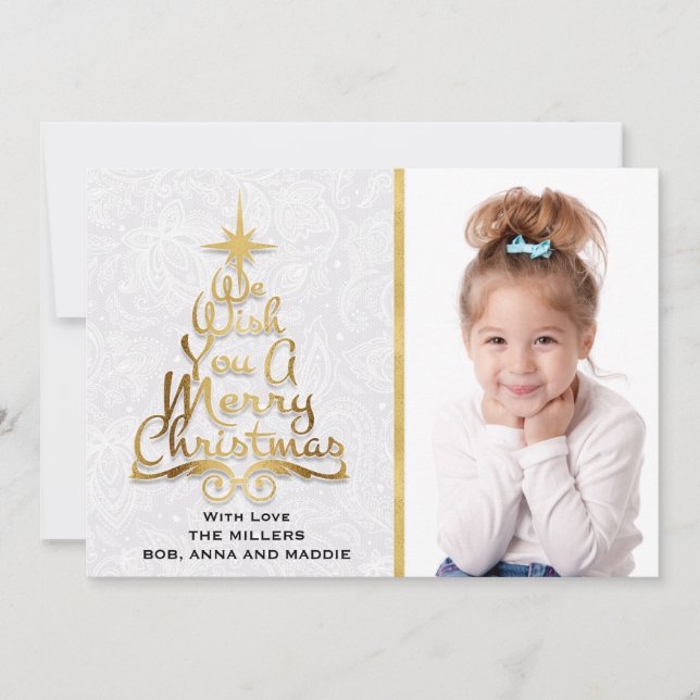 Tarjeta de Navidad personalizada con encaje blanco (Anverso)