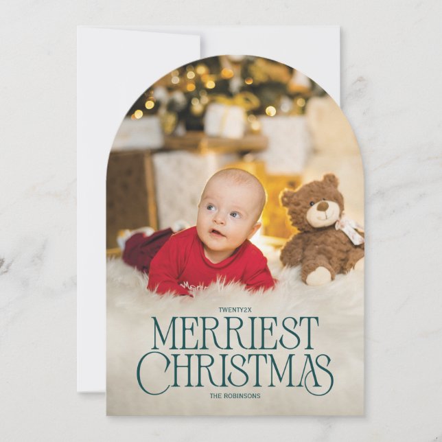 Tarjeta de Navidad personalizada con forma de arco (Anverso)