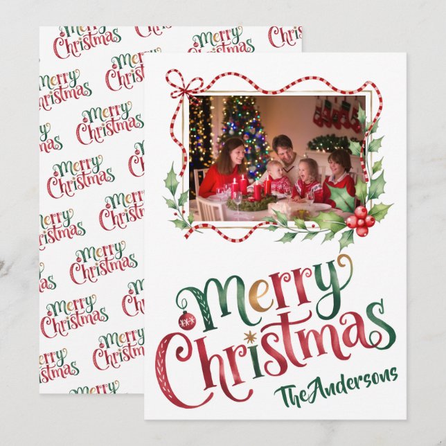 Tarjeta de Navidad personalizada con foto (Anverso / Reverso)