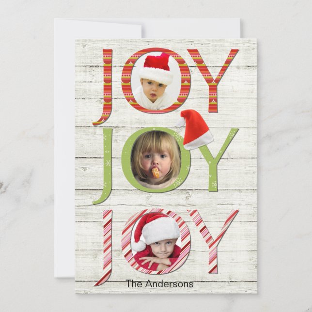 Tarjeta de Navidad personalizada con foto de alegr (Anverso)