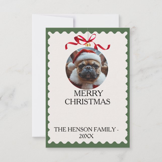 Tarjeta de Navidad personalizada con foto de perro (Anverso)
