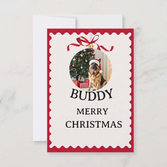 Tarjeta de Navidad personalizada con foto de perro (Anverso)