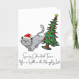 Tarjeta de Navidad personalizada con gato travieso