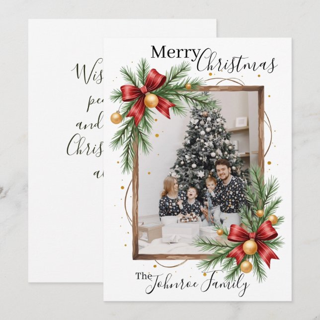 Tarjeta de Navidad personalizada con marco de foto (Anverso / Reverso)