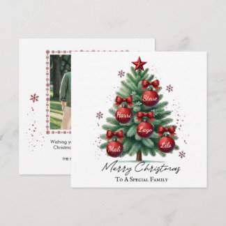 Tarjeta de Navidad personalizada con nombres de fa