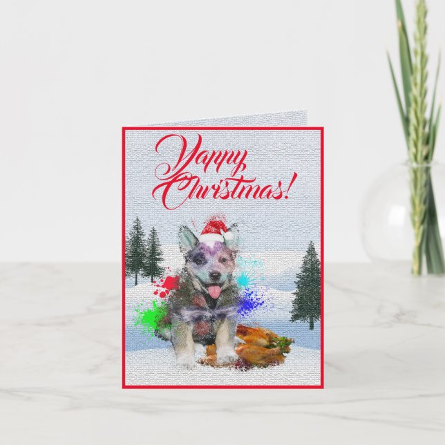 Tarjeta de navidad personalizada Cute Blue Heeler  (Anverso)