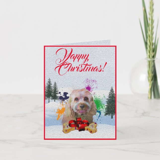 Tarjeta de navidad personalizada Cute Cavapoo Dog  (Anverso)