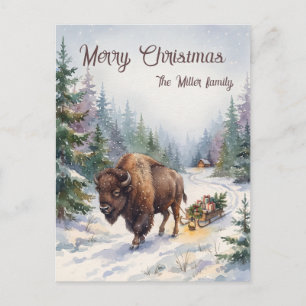 Tarjeta de Navidad personalizada de Bisonte al Agu