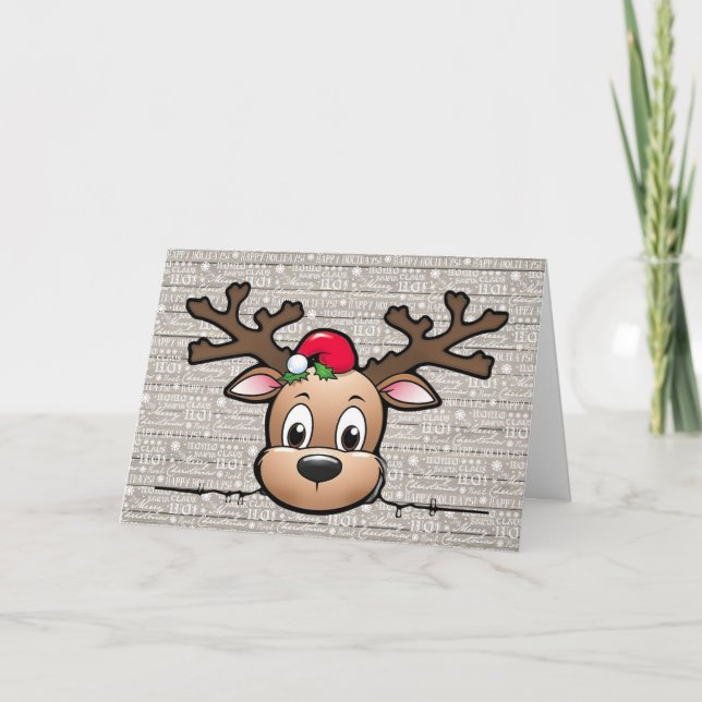 Tarjeta de Navidad Personalizada de Ciervo  (Anverso)