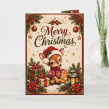 Tarjeta de Navidad personalizada de ciervo Dear Sa