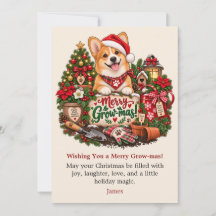 Tarjeta de Navidad personalizada de Corgi para ama