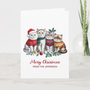 Tarjeta de Navidad personalizada de gato adorable