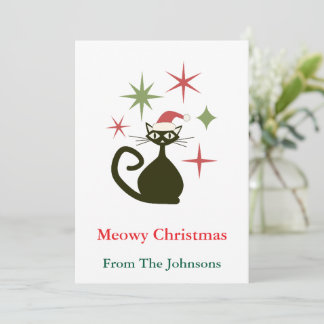 Tarjeta de Navidad personalizada de gato atómico d