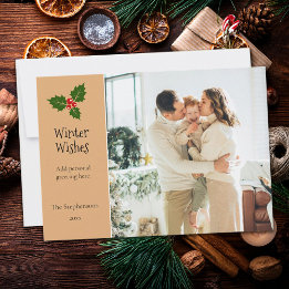 Tarjeta de Navidad personalizada de Holly Berry