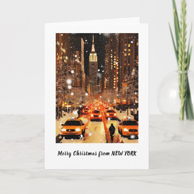 Tarjeta de Navidad personalizada de Manhattan, NYC (Anverso)