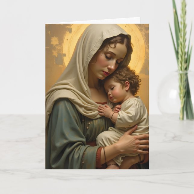 Tarjeta de Navidad personalizada de María y el Niñ (Anverso)