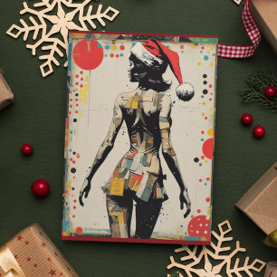 Tarjeta de Navidad Personalizada de Mujer Arte Pop