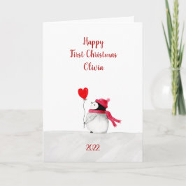 Tarjeta de Navidad personalizada de Peggy Penguin 