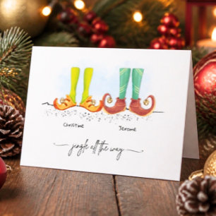 Tarjeta de Navidad personalizada de pies de elfo p