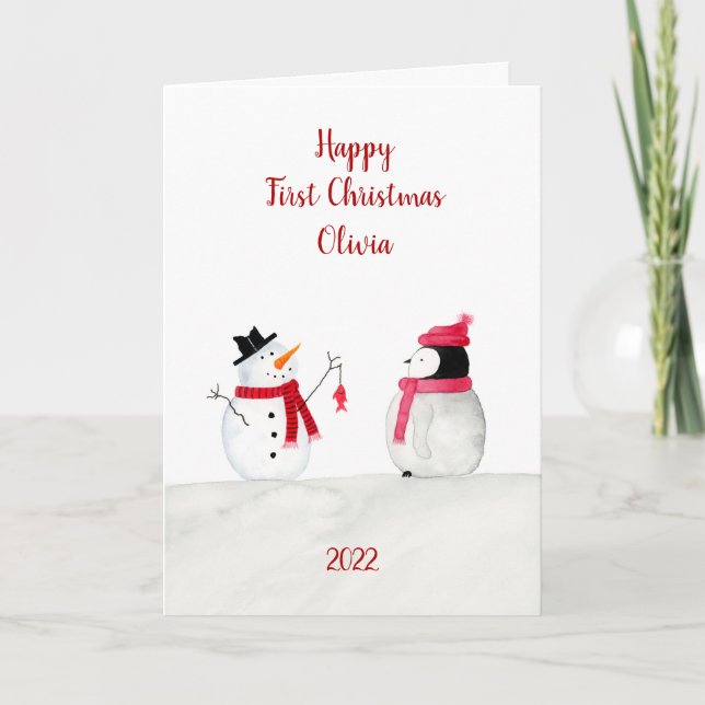 Tarjeta de Navidad personalizada de primer año de  (Anverso)