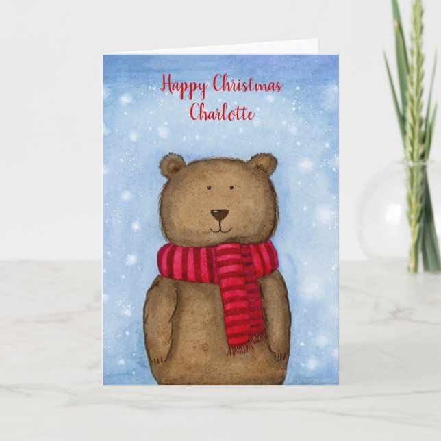 Tarjeta de Navidad personalizada del oso de Navida (Anverso)