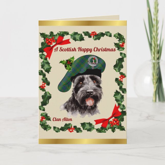 Tarjeta de Navidad personalizada del perro Scottie (Anverso)