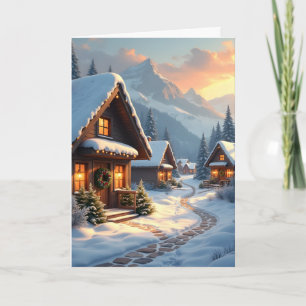 Tarjeta de Navidad personalizada del pueblo nevado
