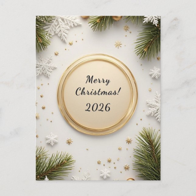 Tarjeta de Navidad Personalizada Deseos Elegantes (Anverso)