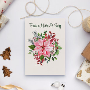 Tarjeta de Navidad personalizada elegante poinsett
