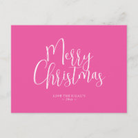 Tarjeta de Navidad personalizada Fuchsia Rosa Mode