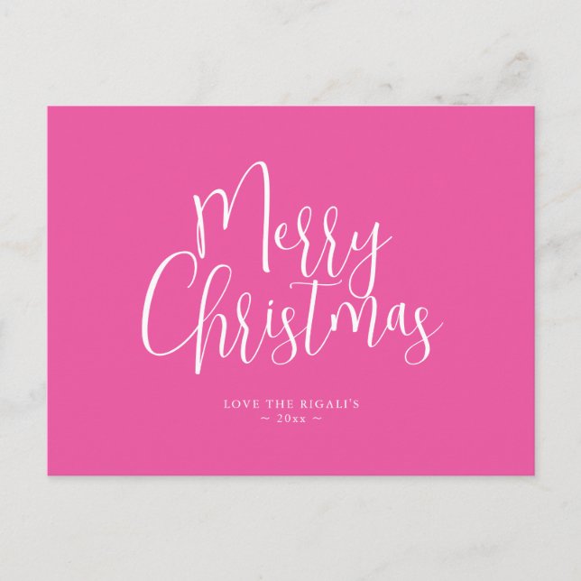 Tarjeta de Navidad personalizada Fuchsia Rosa Mode (Anverso)