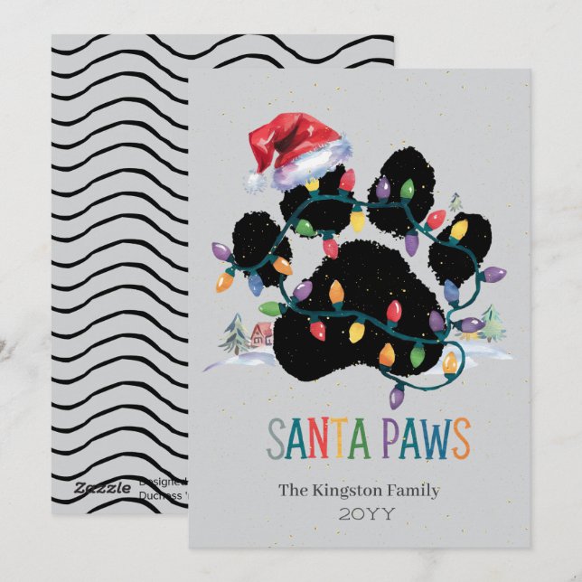 Tarjeta de Navidad Personalizada Huella de Pata de (Anverso / Reverso)