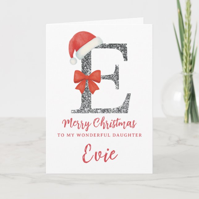 Tarjeta de Navidad Personalizada - Letra E (Anverso)