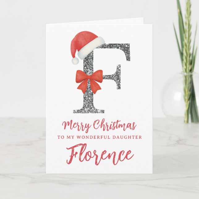 Tarjeta de Navidad Personalizada - Letra F (Anverso)