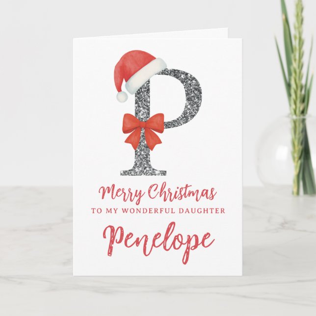 Tarjeta de Navidad Personalizada - Letra P (Anverso)