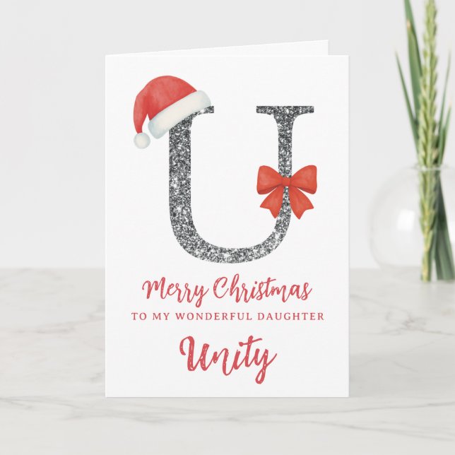 Tarjeta de Navidad Personalizada - Letra U (Anverso)
