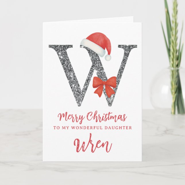 Tarjeta de Navidad Personalizada - Letra W (Anverso)