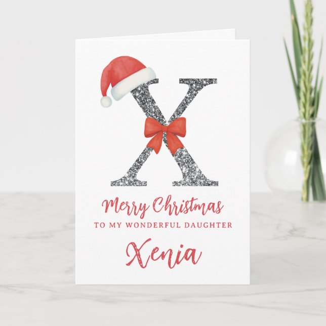 Tarjeta de Navidad Personalizada - Letra X (Anverso)