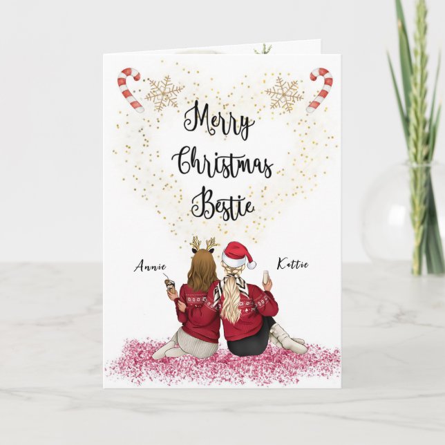 Tarjeta de Navidad personalizada para Bestie (Anverso)
