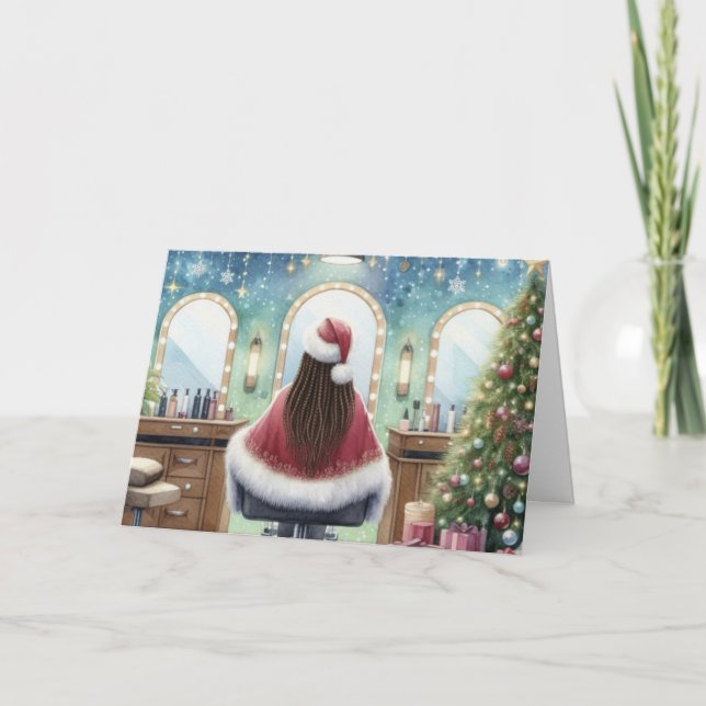 Tarjeta de Navidad personalizada para estilista de (Anverso)