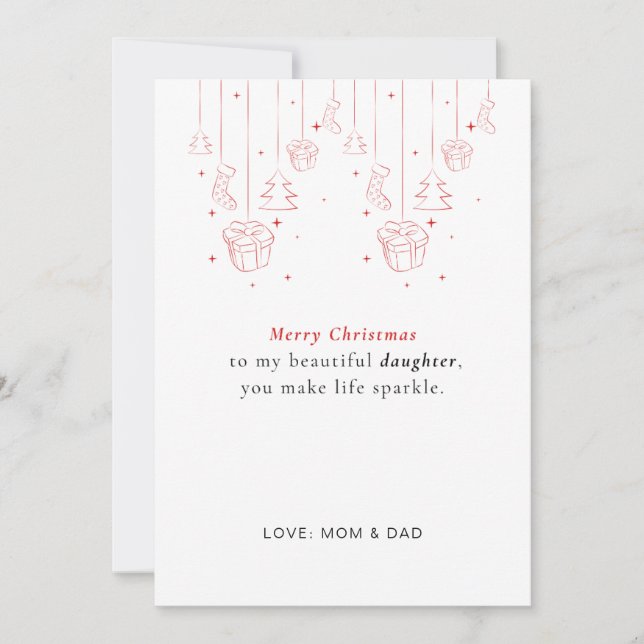 Tarjeta de Navidad personalizada para hija (Anverso)