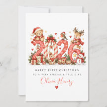 Tarjeta de Navidad personalizada para niña en su p